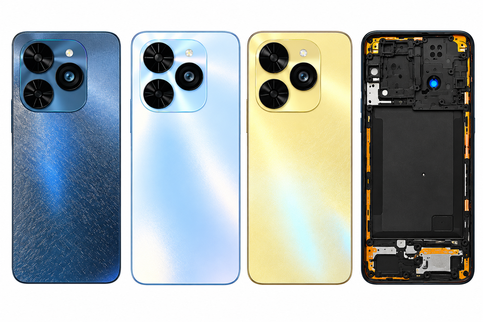 Compatible Replacement for Tecno Spark Go 2024 4G Full Housing Body – Black, Blue & Gold